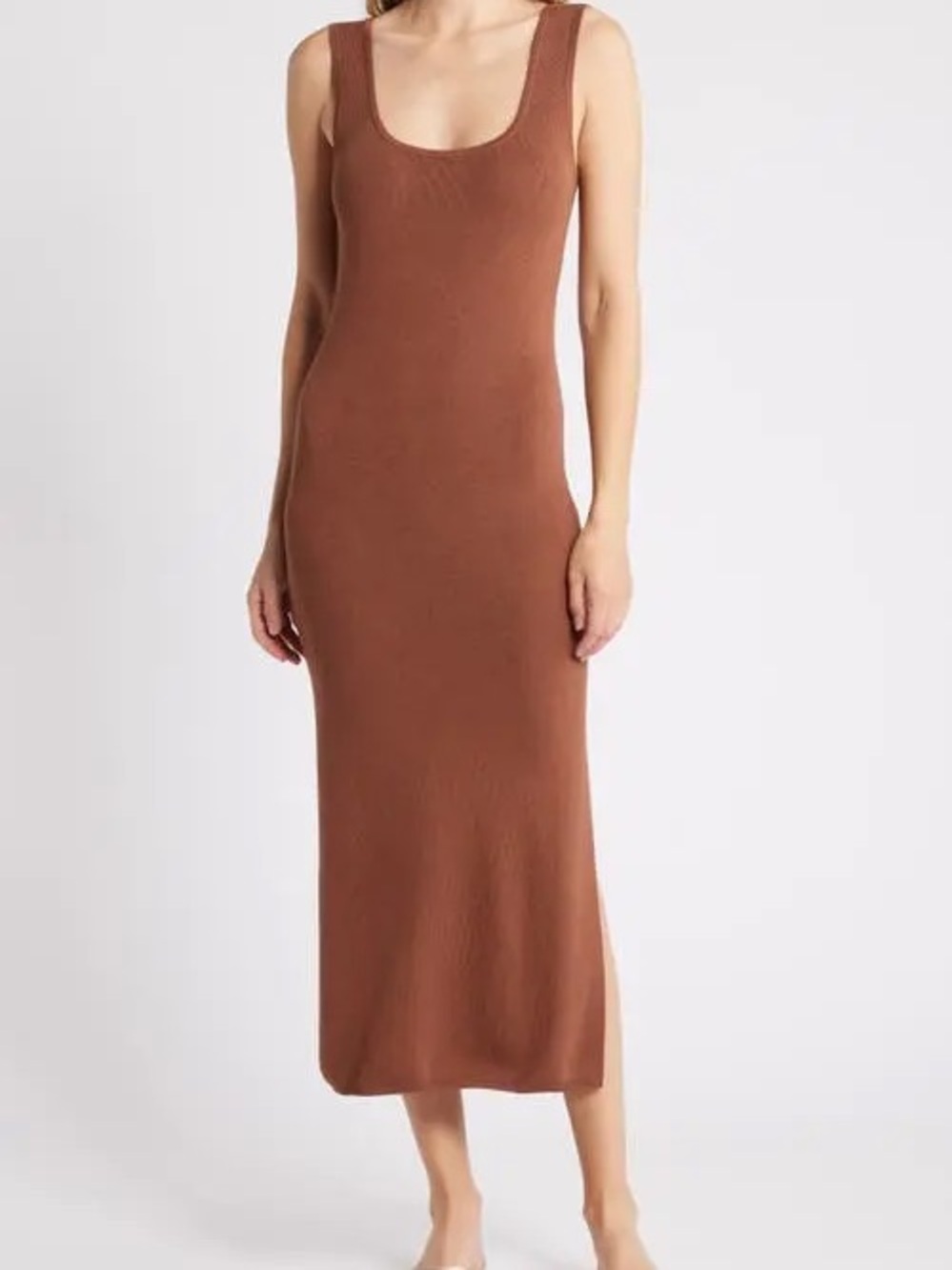 Bella Dahl Sleeveless Linen Blend Seaside Style Cabana Midi Sweater Dress